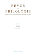 Revue de philologie, de littérature et d'histoire anciennes, v. 92-1